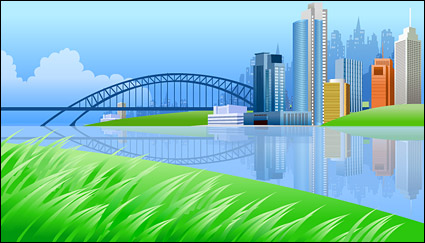 Beautiful city scenery vector -1