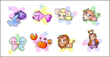 12 Constellation cartoon icon