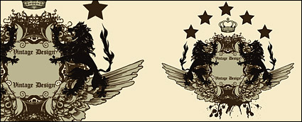 Lion, wings, crown vector material