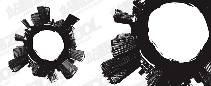 Black and white city vector material