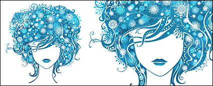 Vector girls feel the snow and ice